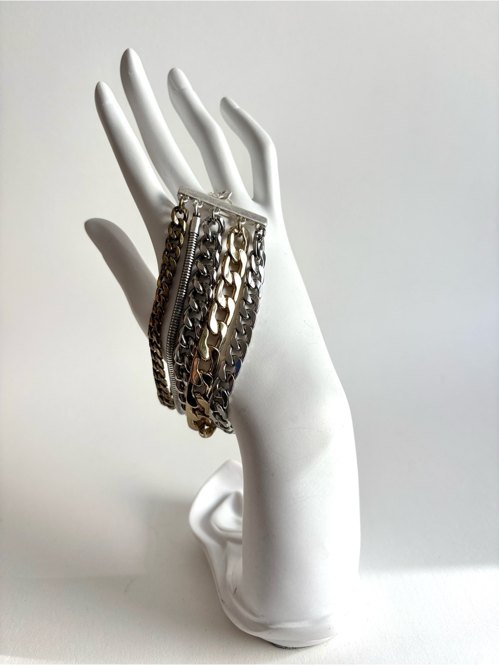 Jenny Bird Mixed Metal Multi Chain Bracelet Silver Gold